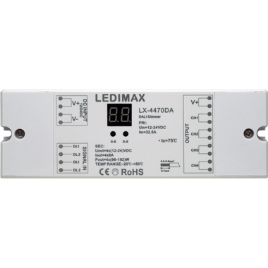 LEDIMAX DALI Decoder SingleColor/RGB/RGBW 12-48V 4x7A 1-4Adressen