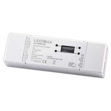 LEDIMAX DALI DT8/DALI-2 Controller RGB/RGBW/TunableWhite 12-48V 1-2Adressen, Gehäuse V2 mit Zugentlastung